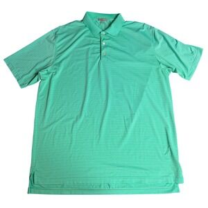 Peter Millar Summer Comfort Polo XXL Mens Green White Striped Golf Performance